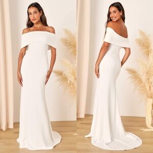 LULUS‎ Strapless Short Sleeve Mermaid Skirt Princess Wedding Gown With Train XL